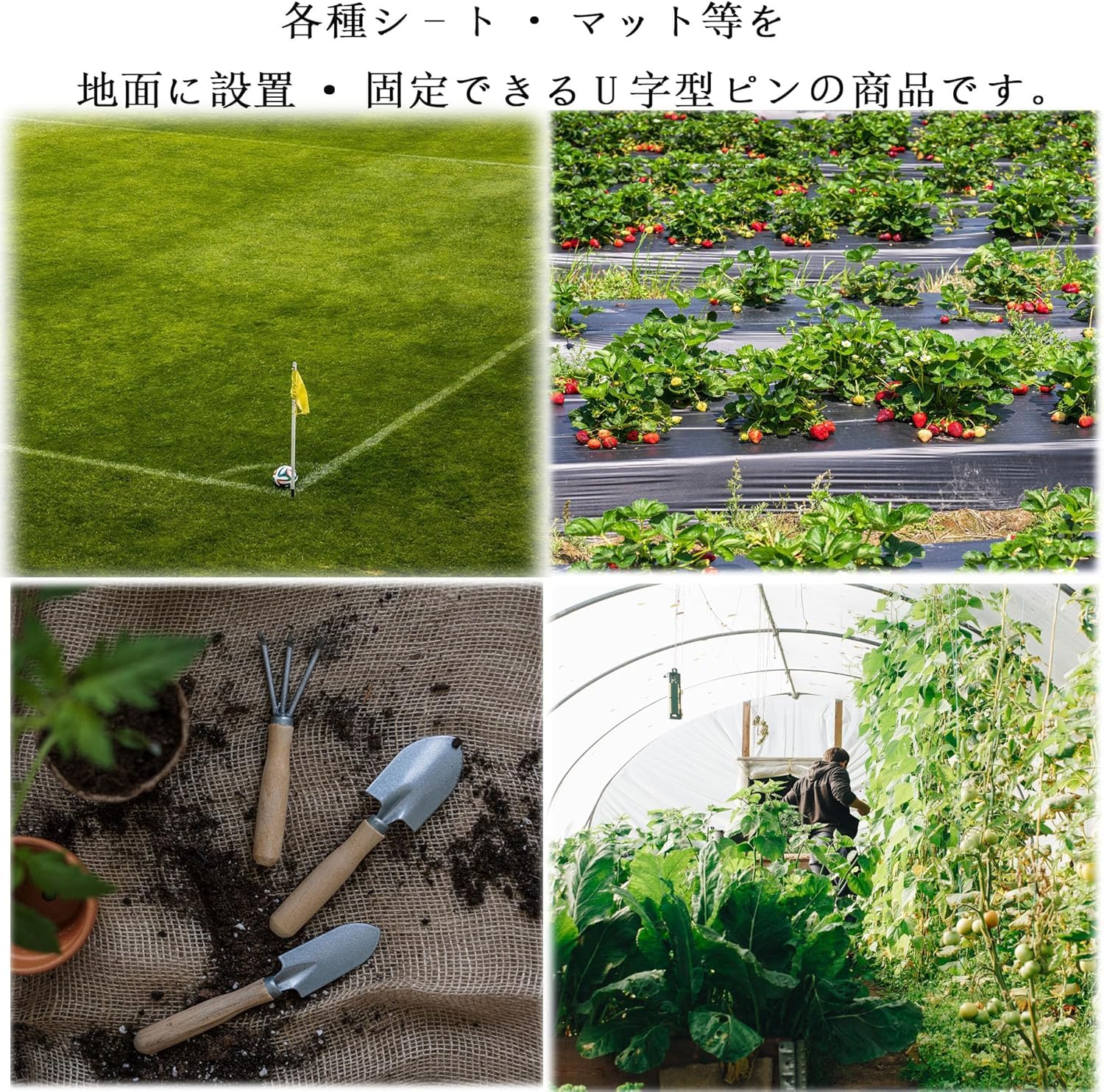 Amazon.co.jp: uピン杭 緑丸付き 50本セット Niesporek 15cm 防草