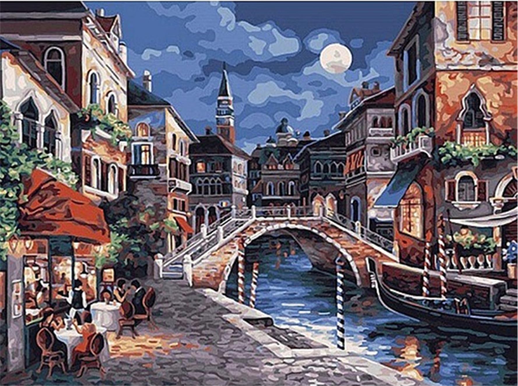 CaptainCrafts Paint by Numbers for Adults, Paint by Number DIY Oil Painting Paint by Number Kits Linen Canvas 16x20 Inch Wall Art House Decor Gifts (Frameless, Riverside Town) — image 1