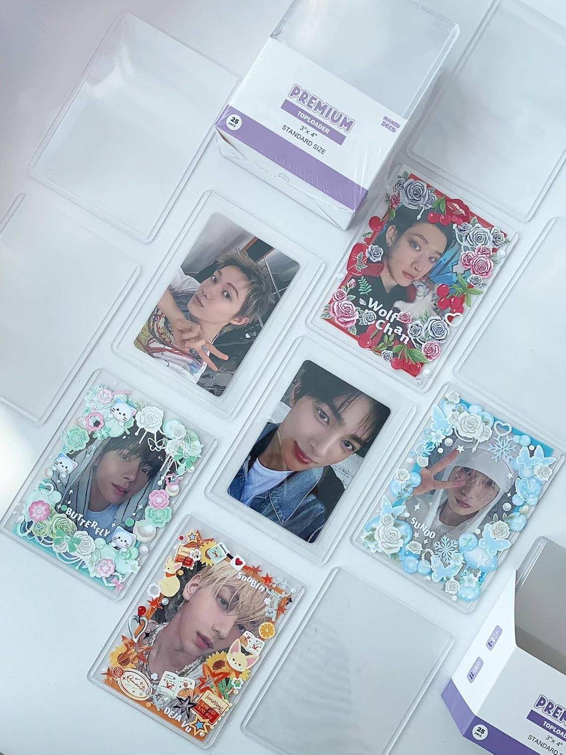 Mandu Deco PVC Free Toploaders for Kpop Album Photocards or Trading Cards, 3" x 4" (Pack of 25)