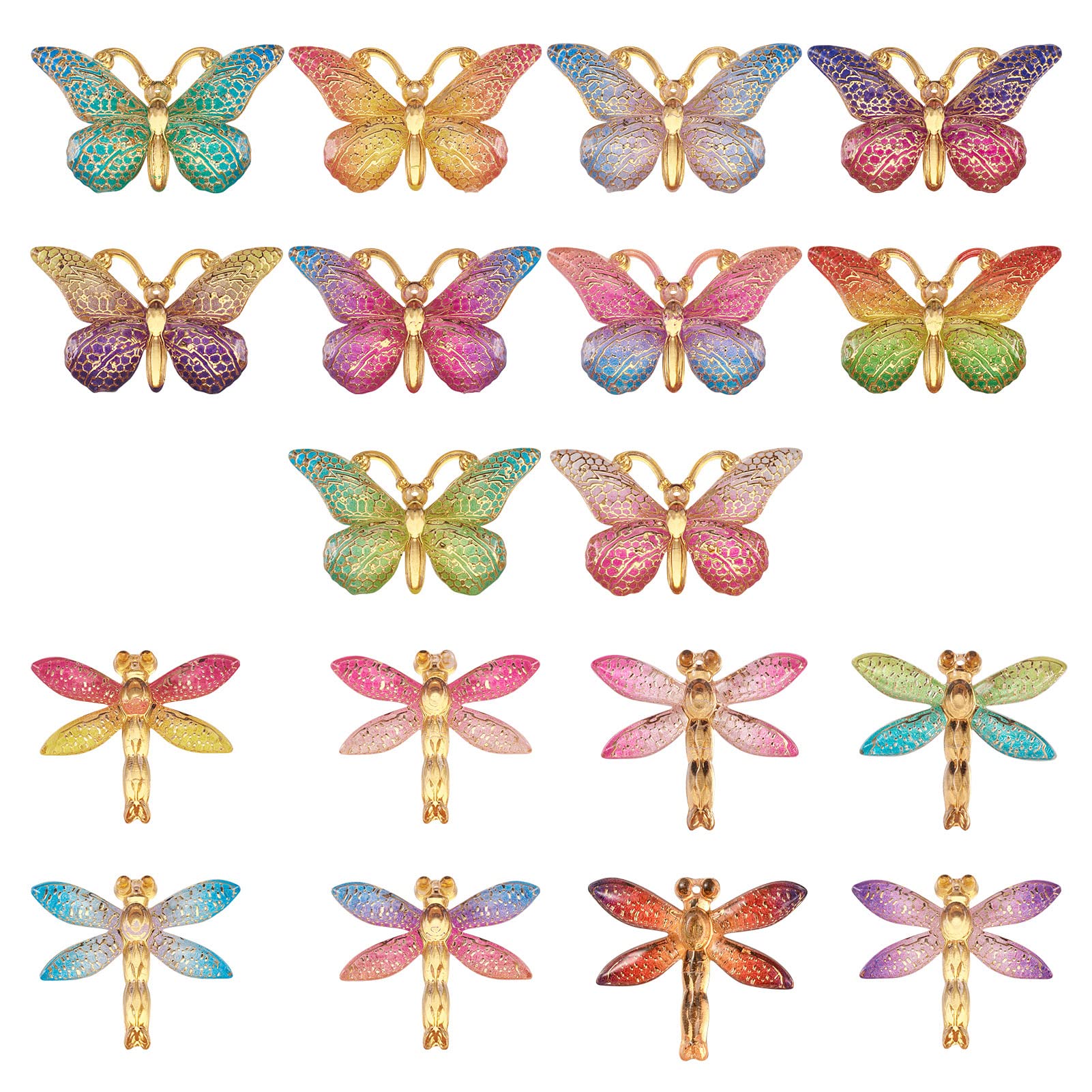 Pendentifs papillon et libellule multicolores pour décorer vos accessoires de mode d'été