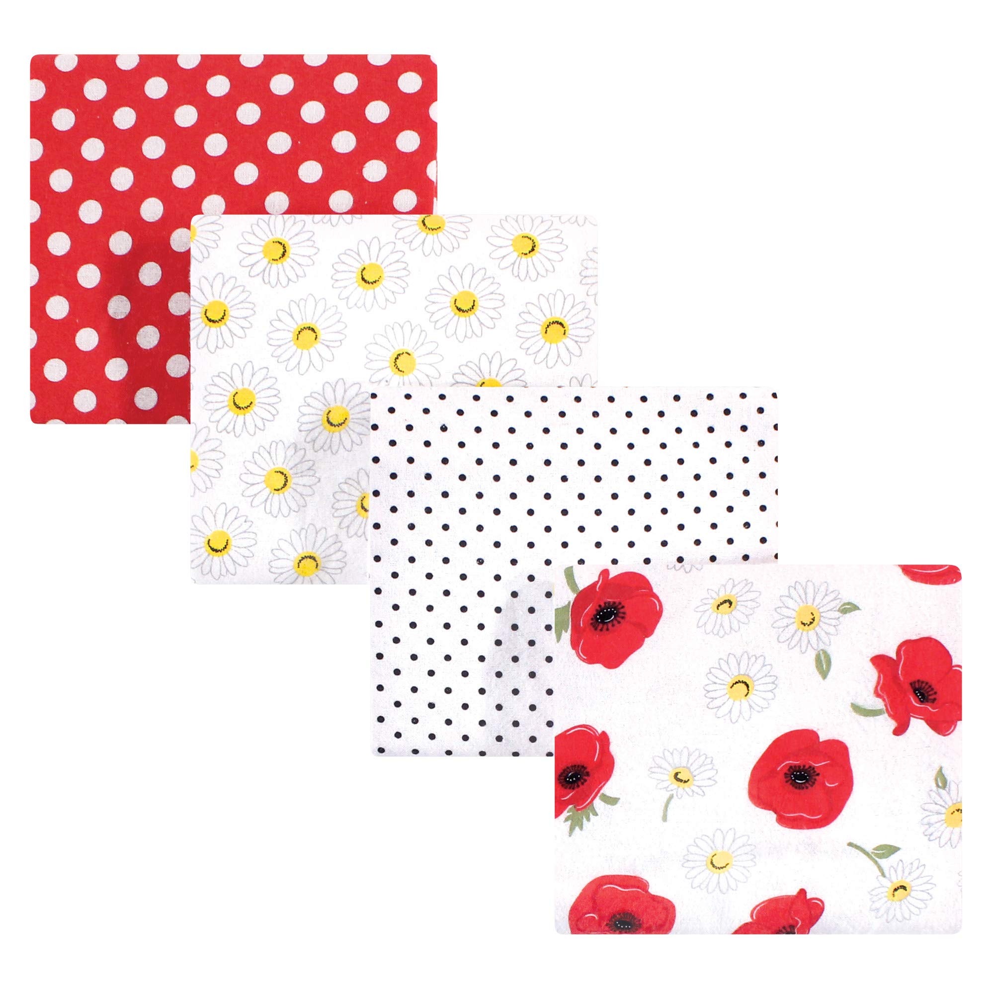 Hudson Baby Unisex Baby Cotton Flannel Receiving Blankets, Poppy/Daisy, One Size