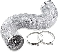 Cenipar 4 Inch 8FT Flexible Aluminum Foil Dryer Vent Hose Duct with 2 Clamps - Flame-Retardant & Durable