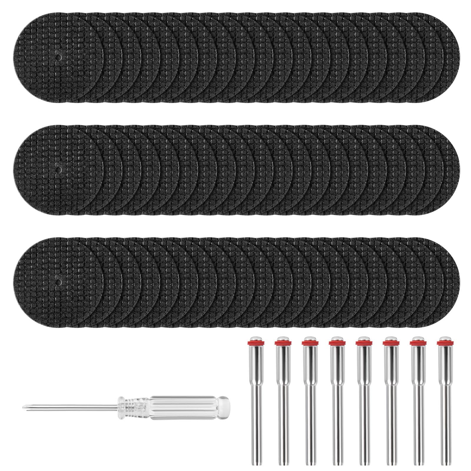 flintronic Trennscheiben für Dremel, 60 Stück Harz-Kreissägeblätter, 8 SC-Spindeln, 1 Schraubendreher, 32 mm Doppelmaschen-Trennscheibe, Zubehör für Elektrische Mini-Schleifmaschinen