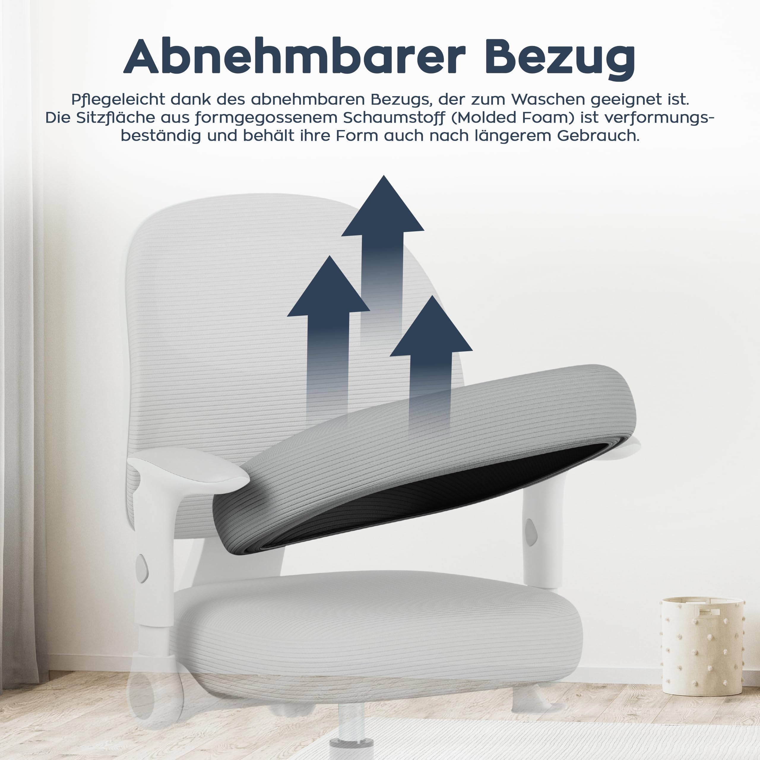 MARK ADLER Junior 5.0 Kinder Schreibtischstuhl ergonomisch – Mitwachsender Kinderschreibtischstuhl mit Fußstütze – Höhenverstellbar – Kinderstuhl für gesunde Haltung 80–170 cm – Grau