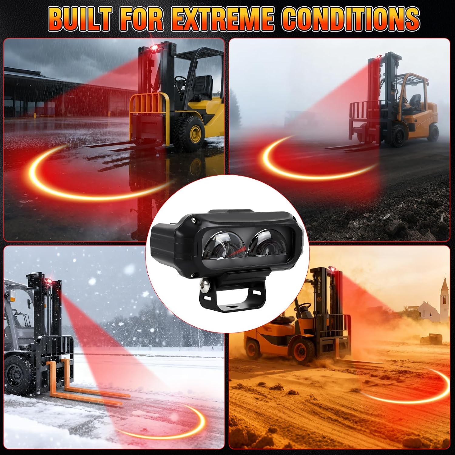 LED Forklift Safety Lights, Red Arc Zone Forklift Strobe Lights, Industrial Warehouse Danger Area Spotlight, 1PCS