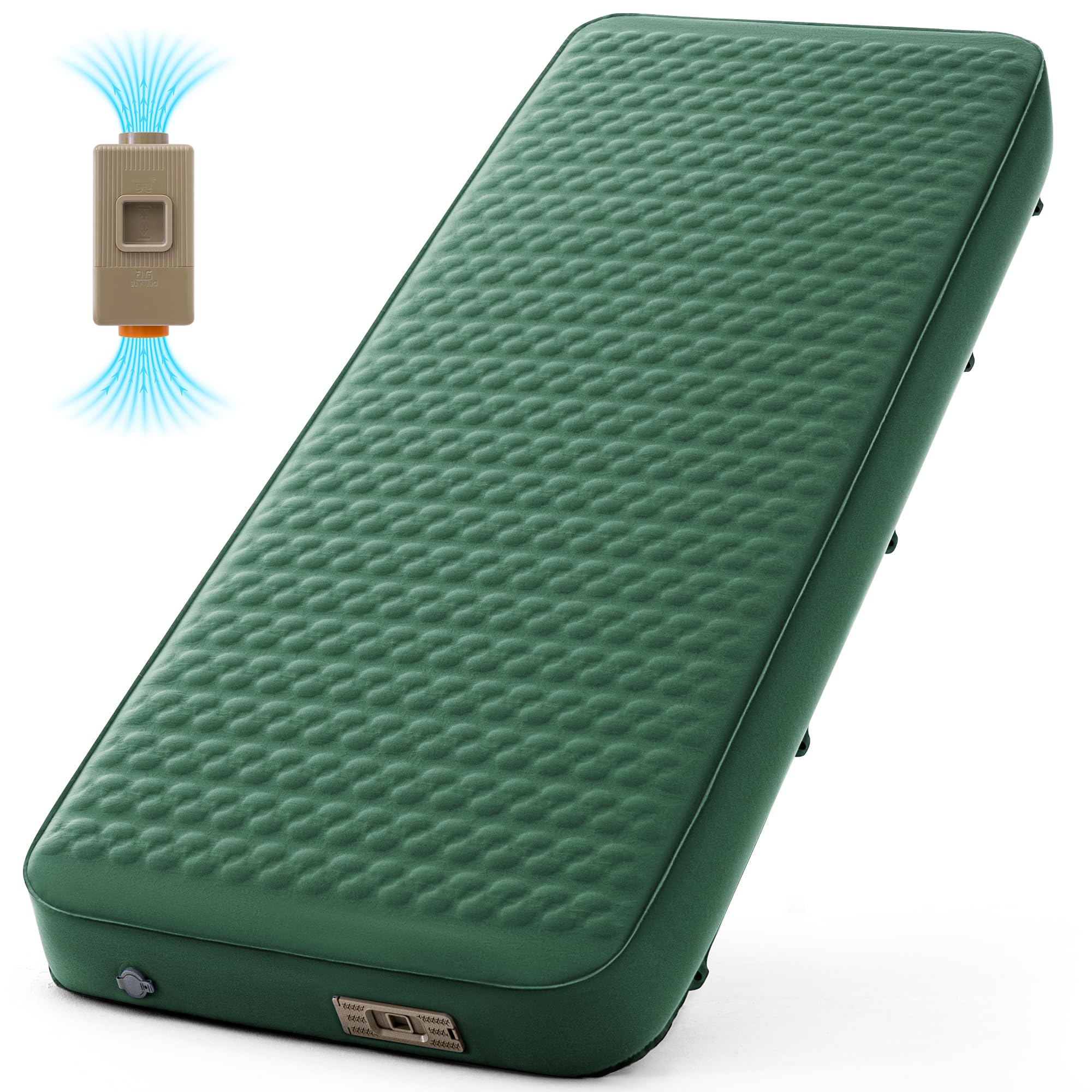 Photo 1 of Asrug Self-Inflating Sleeping Pad with Electric Pump - Green, Single