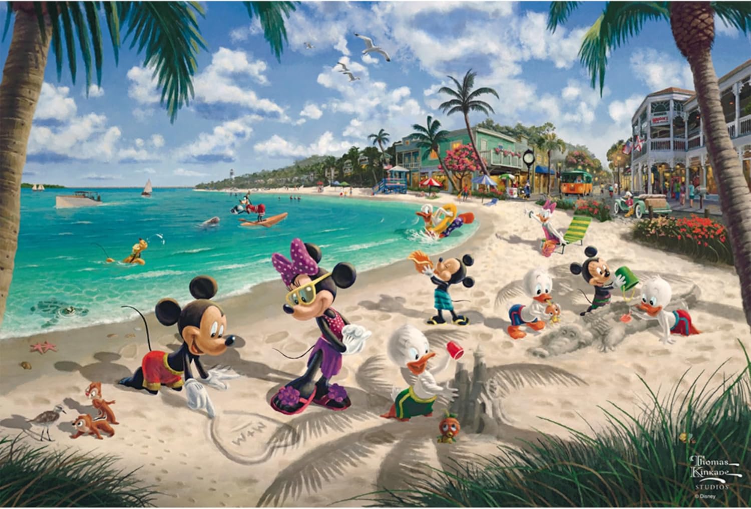 Schmidt Games 56559, Thomas Kinkade, Disney, Mickey and Minnie in Florida, 200 Piece Jigsaw Puzzle, Multi-Colour