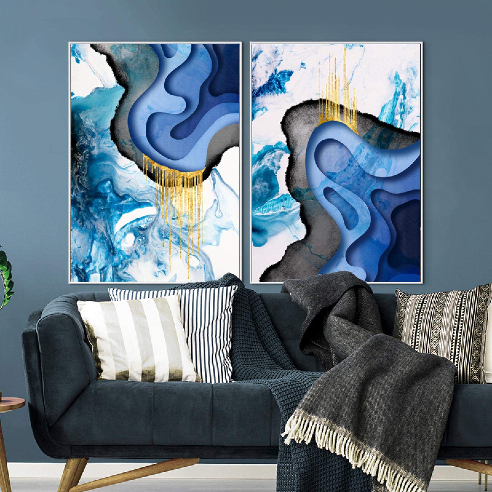 Amazon.co.jp: 絵抽象的な青のような波の壁アート絵画の写真は