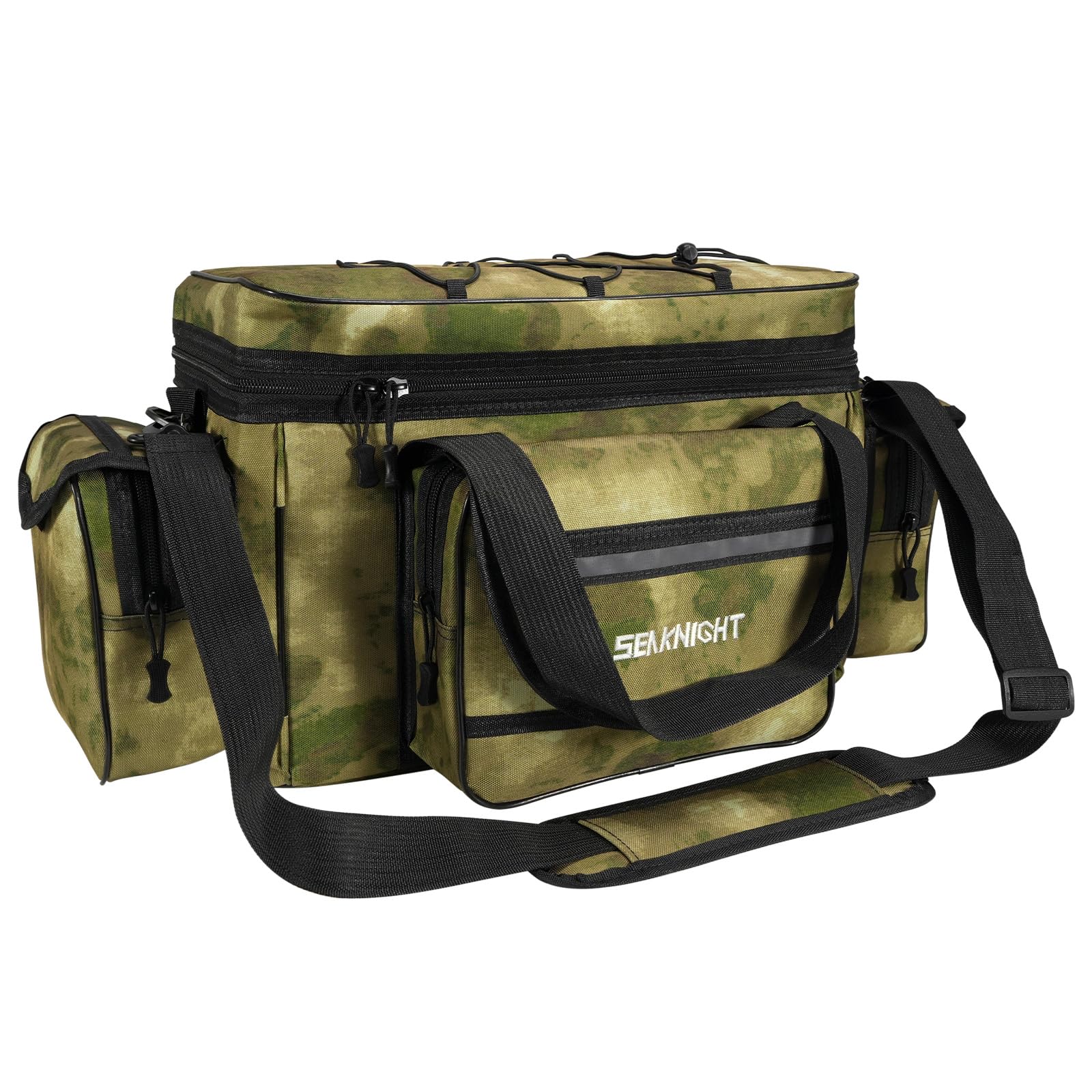 Seaknight Fishing Bag Single Shoulder Carp Fishing Tackle Bags Holdall Sea Fishing Bag Camouflage Outdoor Carryall Bag Hiking Travel Pack (L - Camou Yellow)