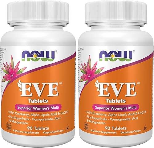 NOW Supplements, Eve™ Multivitamínico para mujer con arándano, ácido alfa lipoico y CoQ10, además de superfrutas, granada, acai y mangostán, 90