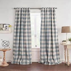 Decoracion Con Paneles Elrene Home Fashions Farmhouse Living Grainger - Cortina Opaca a Cuadros para Ventana, Sala de Estar y Dormitorio con pestañas de Bolsillo para Barra, 52 x 95 Pulgadas, Cambray, 1 Panel