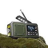Kurbelradio DAB+/UKW | Notfallradio mit Kurbel & 5000 mAh Akku | Solar Radio mit Wecker | Handkurbel Blackout Notfallausrüstung | Als Taschenlampe & Ladegerät | SOS Armee Grün DAB+