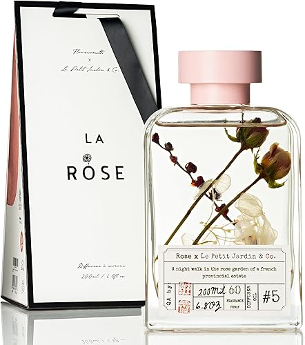 Le Petit Jardin & Co. Juego de regalo difusor de varillas con aceite de fragancia de palo de flores, 6.8 fl oz, 6.7 onzas, decoración de escritorio