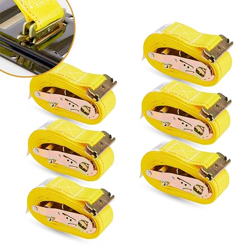 6 Pack E-Track Ratchet Straps 2' x 16' x 4,400 lbs Strength for Cargo Tie Down in Enclosed Trailer & Van by KODIAK STRAP