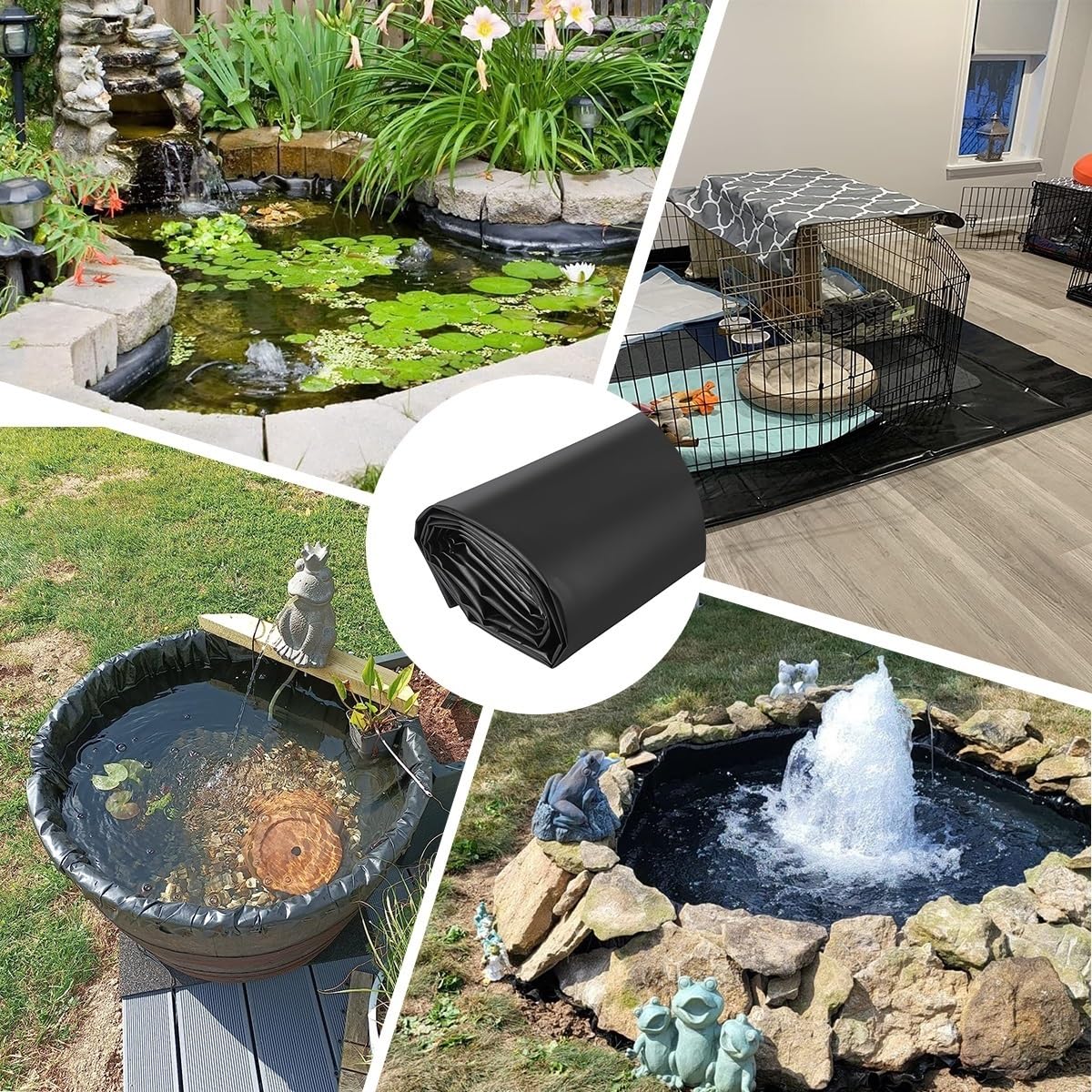 Rivestimento per stagno resistente per piscine Koi, rivestimento in gomma impermeabile per fontane e stagni, rivestimento da giardino a prova di umidità (dimensioni: da 3 x 1 m a 10 x 6 m)
