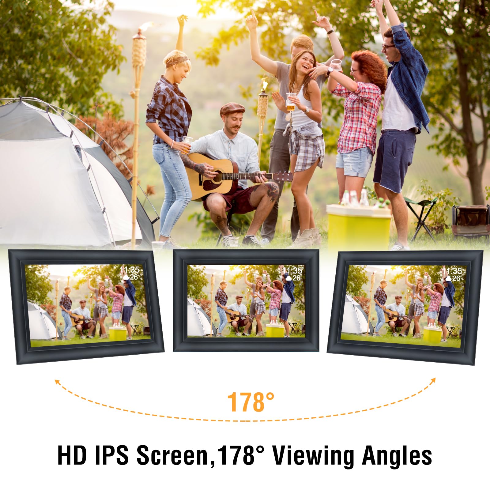 TSITSC 10,1 Zoll WiFi Digitaler Bilderrahmen, 1280x800 HD IPS Touchscreen Elektronischer FotoRahmen mit 32GB Speicher, Auto-Rotate, Fotos/Videos sofort über Frameo APP Teilen