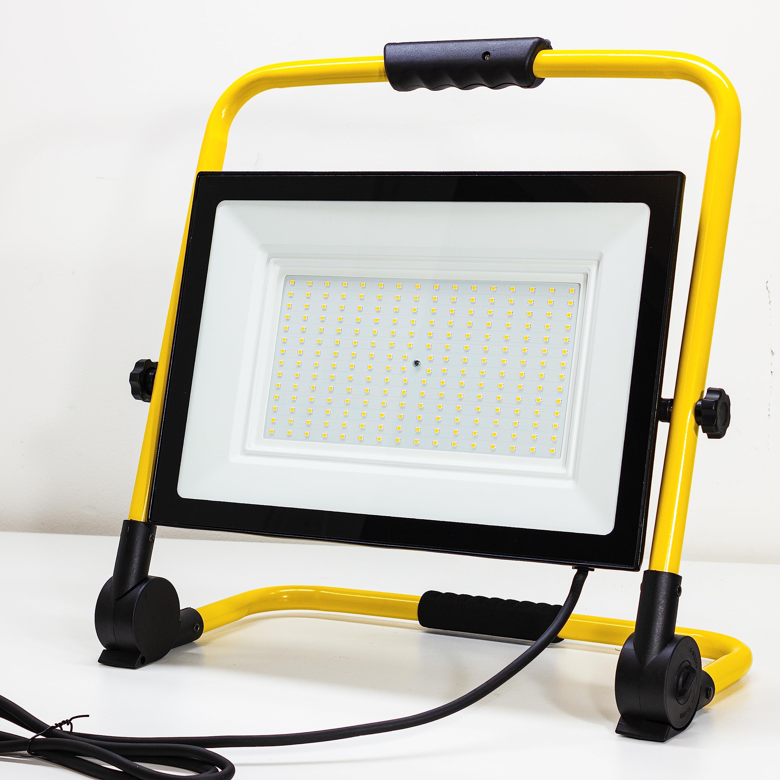ELETTROWATT - Faro LED da lavoro 200W, 16000 lm, luce bianca 4000K - portatile, impermeabile, supporto pieghevole, per uso interno ed esterno, officina, giardino, cantiere, garage, imbianchino