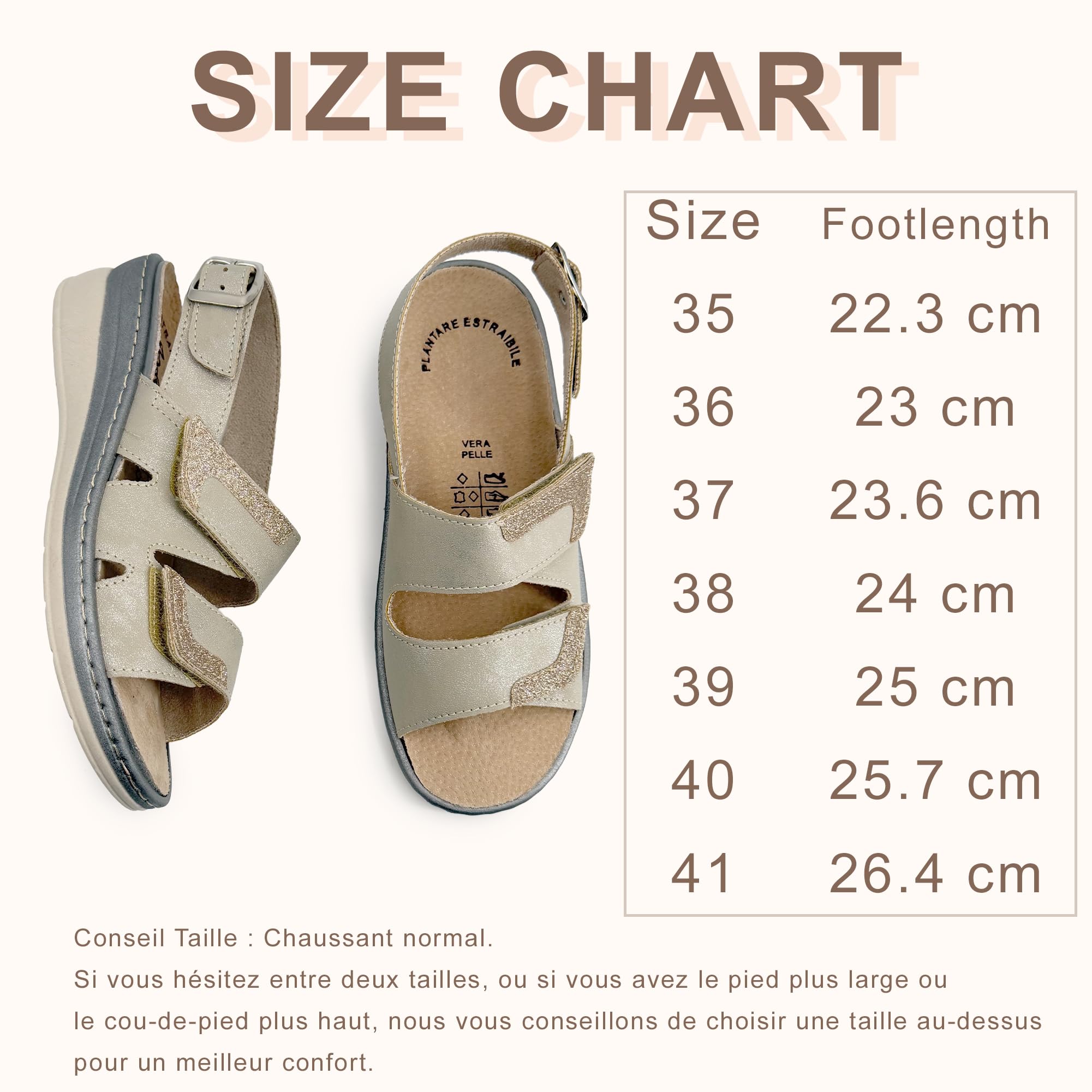 JOMIX Sandales Femme Confortables Orthopédiques à Scratch Compensées Réglables avec Boucle Semelle Amovible en Cuir Modèle Ergonomique Anatomique pour l’Été