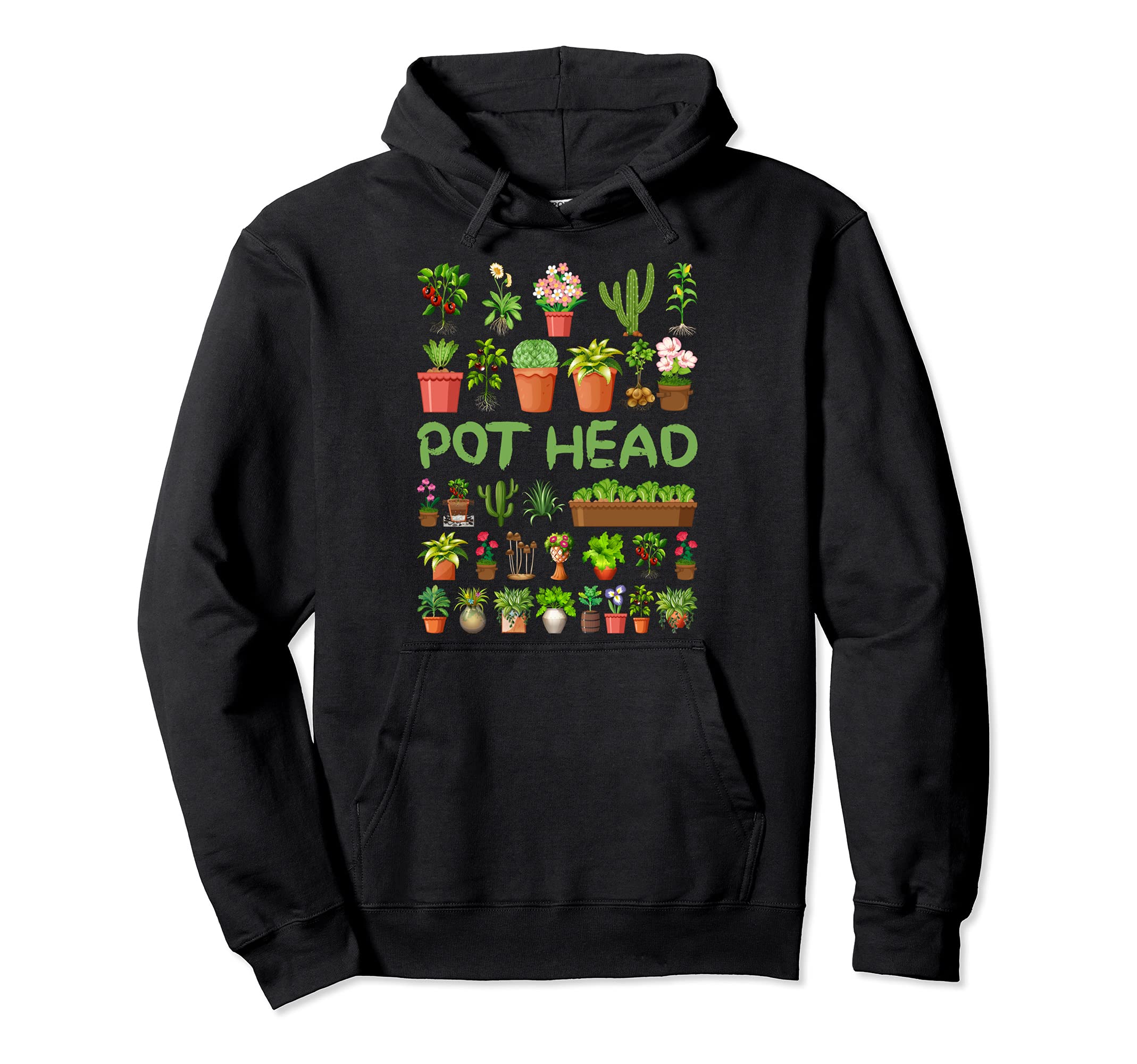 POT HEAD Funny Gardening Cactus Succulent Flower Gardener Pullover Hoodie, Black
