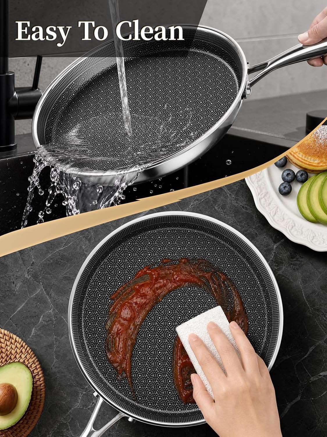 10inch Ceramic Coating Griddle Pan, Nonstick Crepe Pan