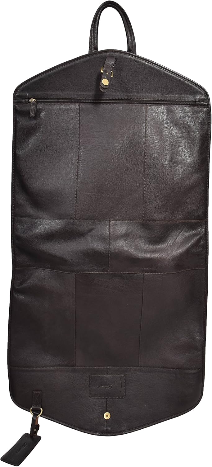 Luxury Leather Suit Carrier Slimline Travel Garment Dress Bag Keswich Brown