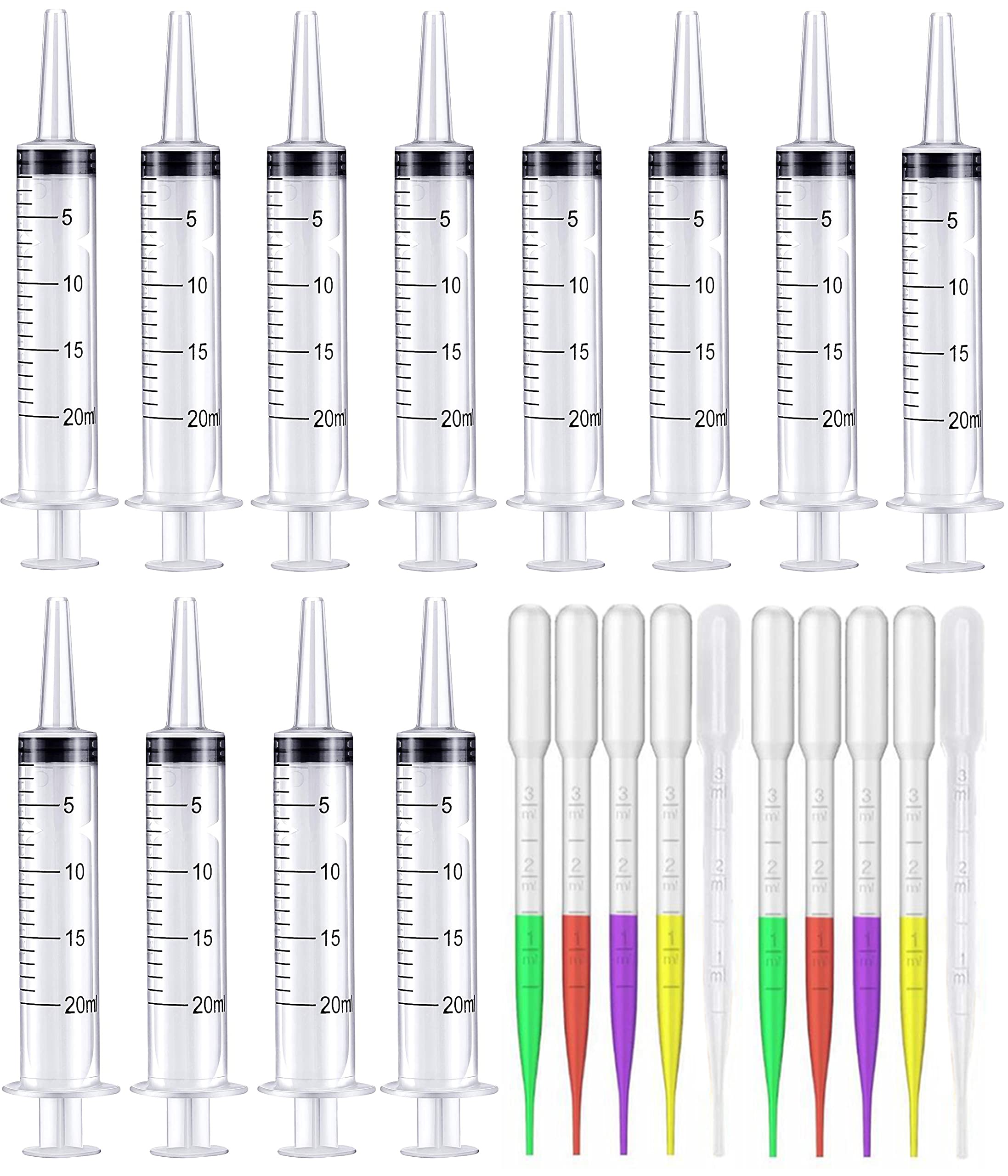 Buy 12Pcs 20ml Plastic Syringe Liquid Measuring Syringes with 10Pc