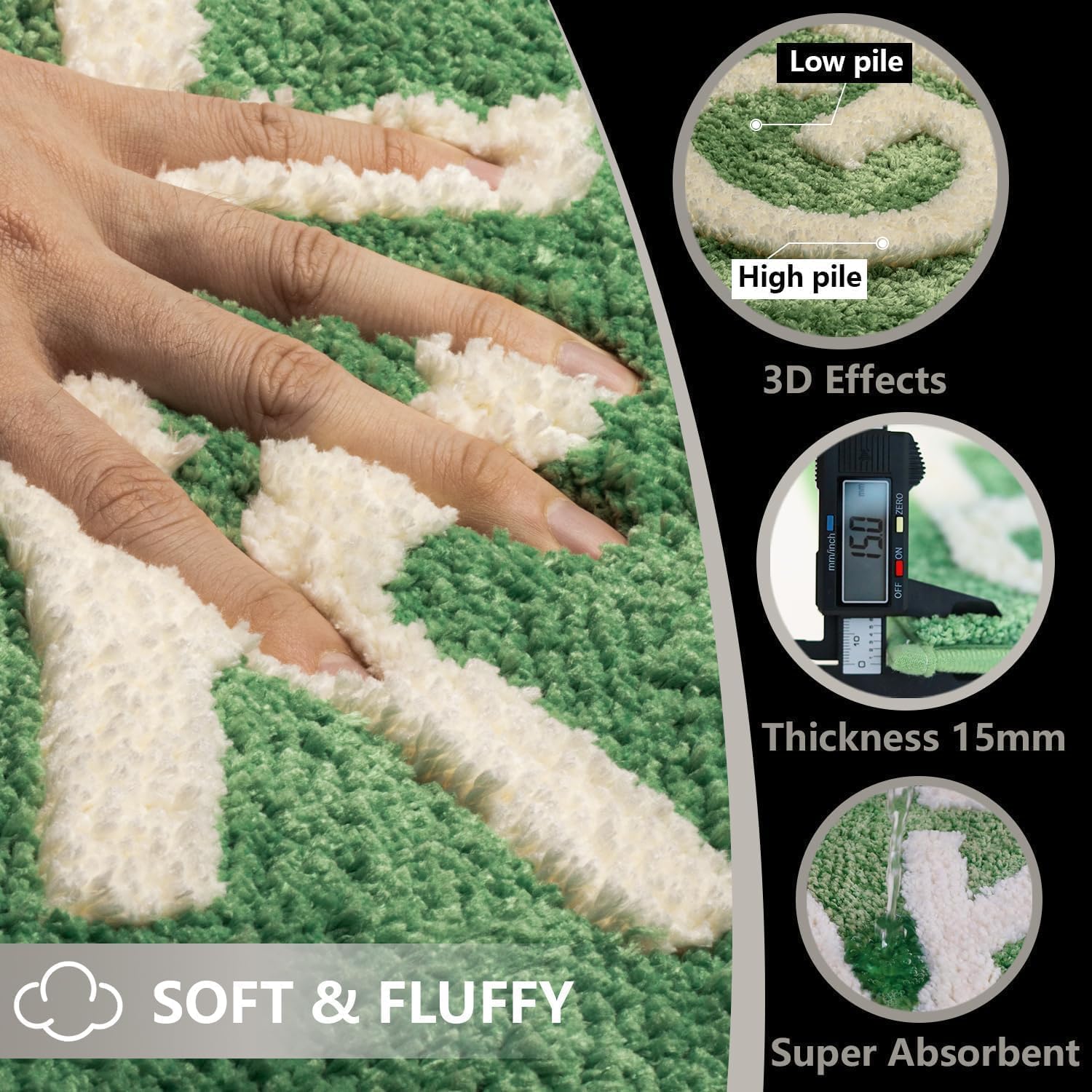 Long Bathroom Rugs Runner 18" x 47" Sage Green Get Naked Bath Mat Soft Absorbent Microfiber Bath Rugs Non-Slip Shaggy Carpet Washable Bath Mats for Bathroom Floor Tub Shower Winter Home Decor