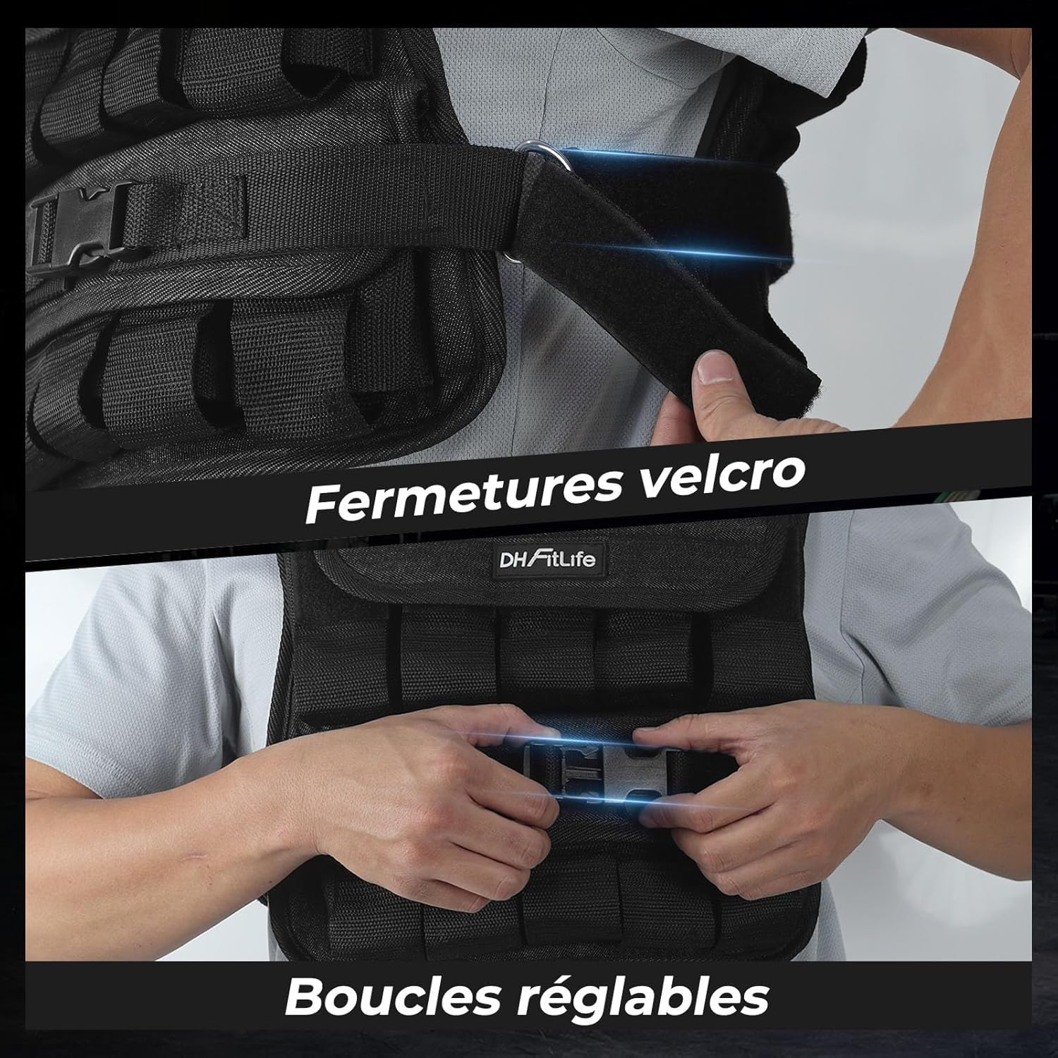 DH FitLife Gilet Lesté Réglable 10kg/20kg, Veste de Course Compacte
