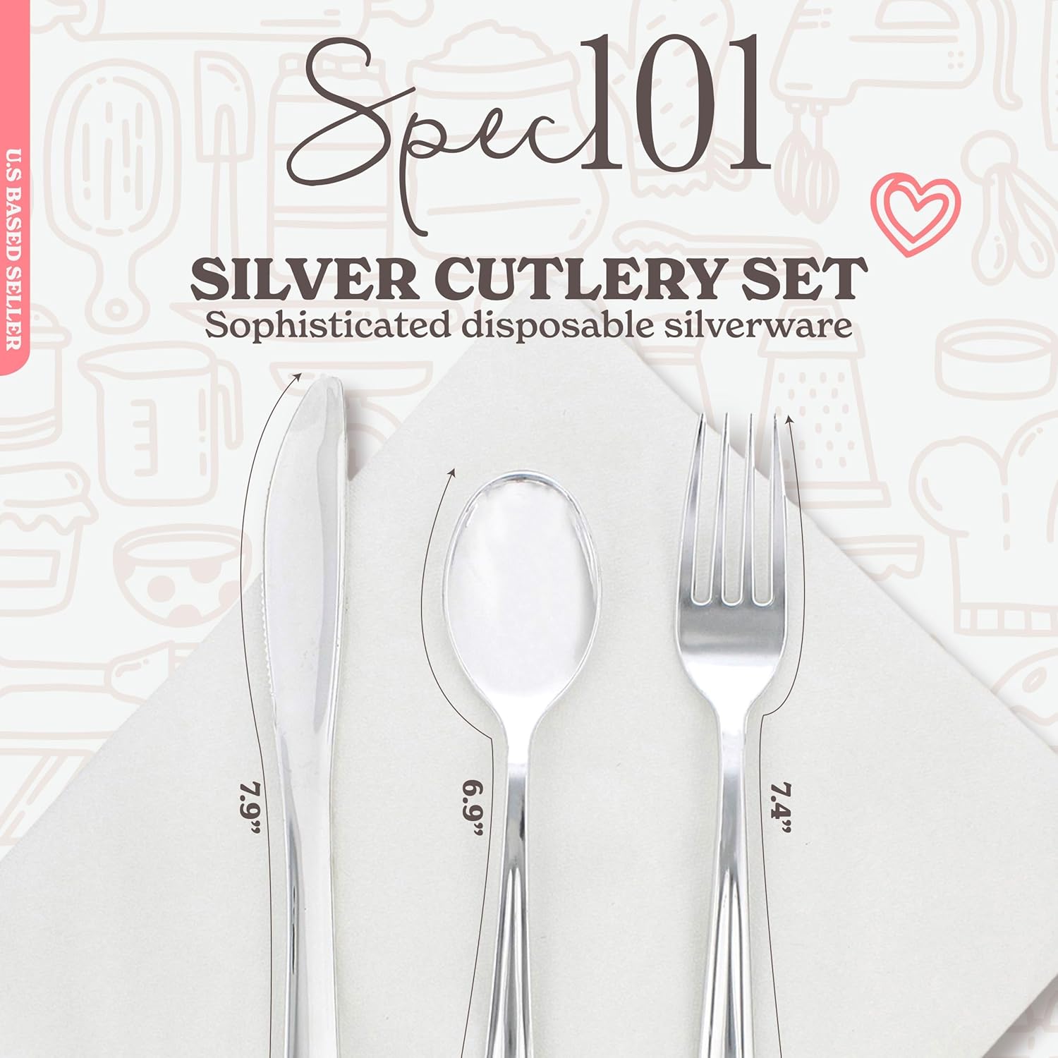 Silver Plastic Silverware Sets for Parties Set of 300 - Pre Rolled Disposable Cutlery Individually Wrapped Plastic Utensils Set with Napkins for Weddings, Anniversaries, and Events
