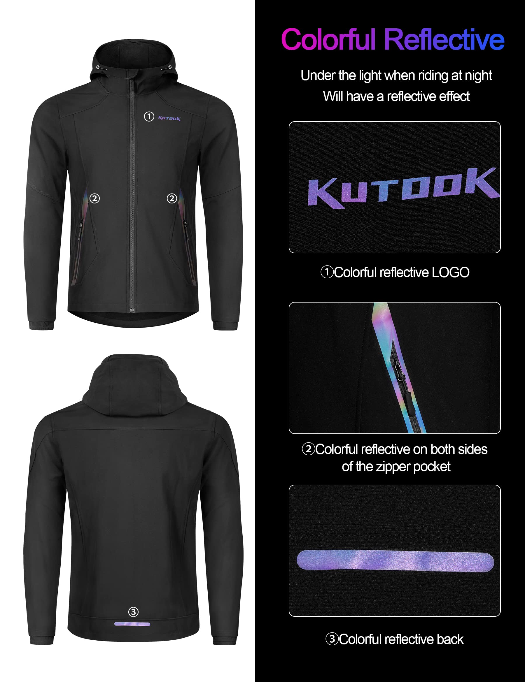 KUTOOK Męska kurtka softshellowa, wodoszczelna, kurtka rowerowa, wiatrówka, funkcyjna, przejściowa, turystyczna, oddychająca, outdoorowa, do biegania HC007