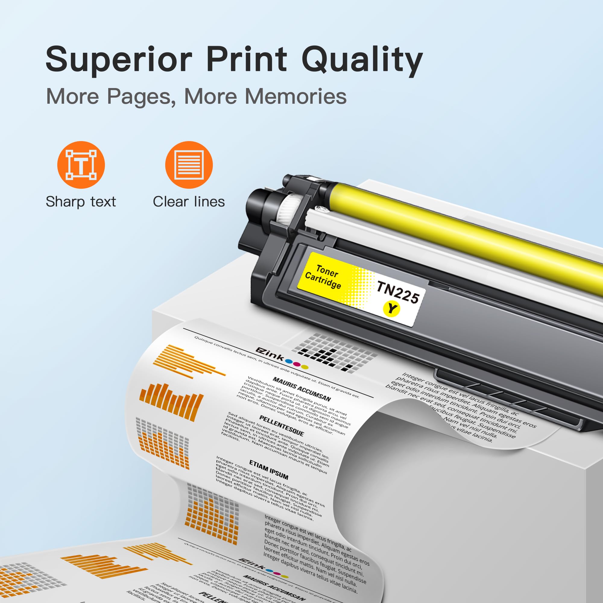 E-Z Ink (TM) Cartucho de tóner de repuesto para Brother TN225 amarillo para usar con MFC-9130CW HL-3170CDW HL-3140CW HL-3180CDW MFC-9330CDW MFC-9340CDW HL-3180CDW DCP-9020CDN (amarillo, 1 unidad)