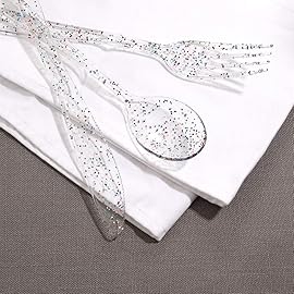 Supernal 360pcs Clear Plastic Silverware, Glitter Disposable Cutlery with Colorful Design,120 Forks,120 Knives,120 Spoons,Perfect for Parties Birthday