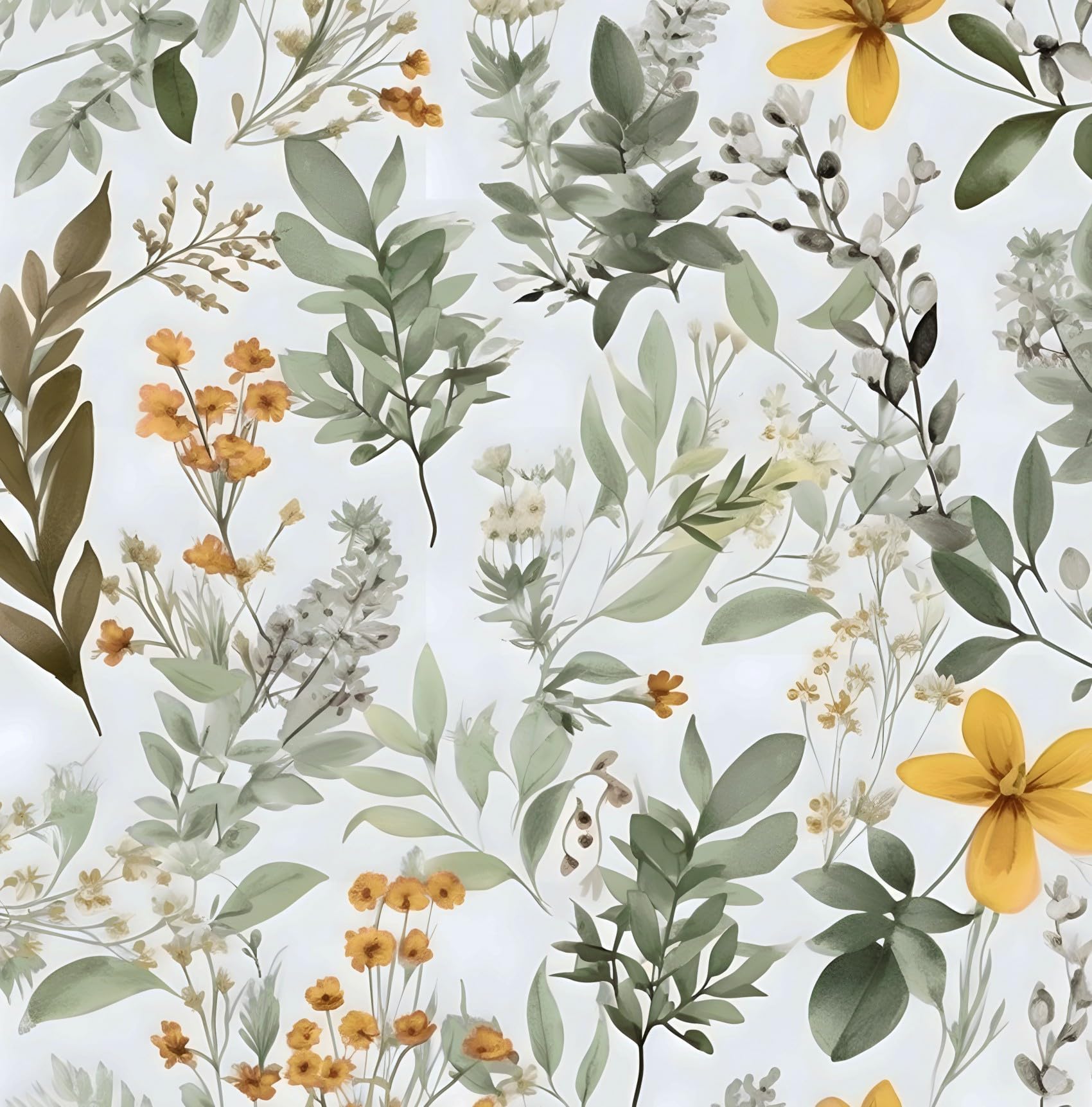 Green Leaf Wallpaper Peel and Stick, Vintage Floral Leaves Contact Paper 17.5" x 78.7", Botanical Vinyl Wall Paper Self Adhesive Removable Waterproof