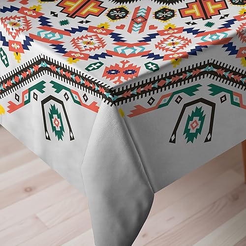 Miniatura 3 de Ambesonne Mantel tribal, estampado bohemio de estilo abstracto sobre fondo de escala de grises, mantel rectangular para decoración de comedor y