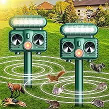 2 Stück Katzenschreck für Gärten, Solar Ultraschall Tierabwehrer, Wasserdicht mit PIR-Bewegungssensor aktiviert, Katzenschreck für Füchse, Eichhörnchen und Nagetiere