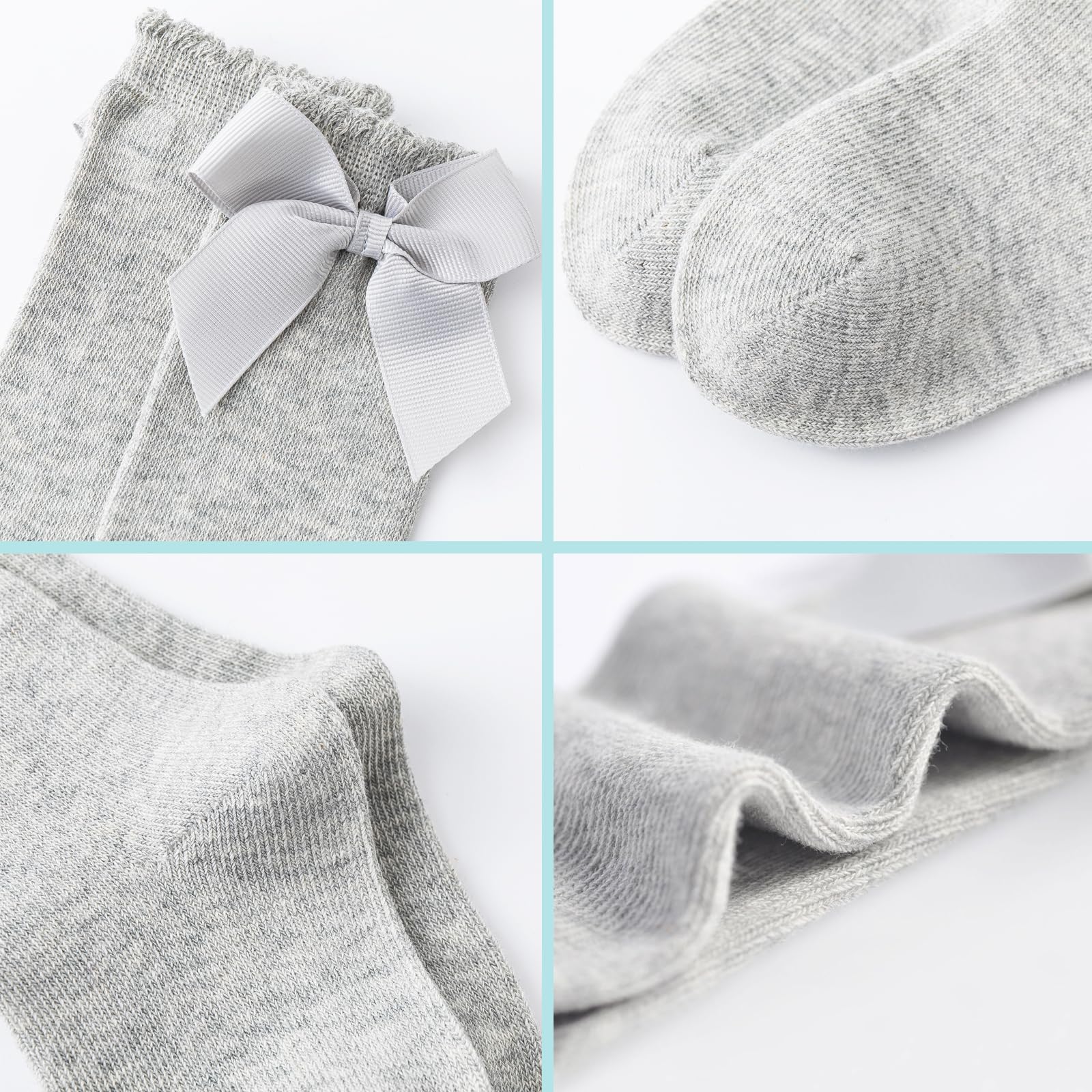 Baby Kniestrümpfe – Kleinkind lange Baumwollstrümpfe mit Schleife Rüschen für Mädchen – Säuglingskleid-Socken