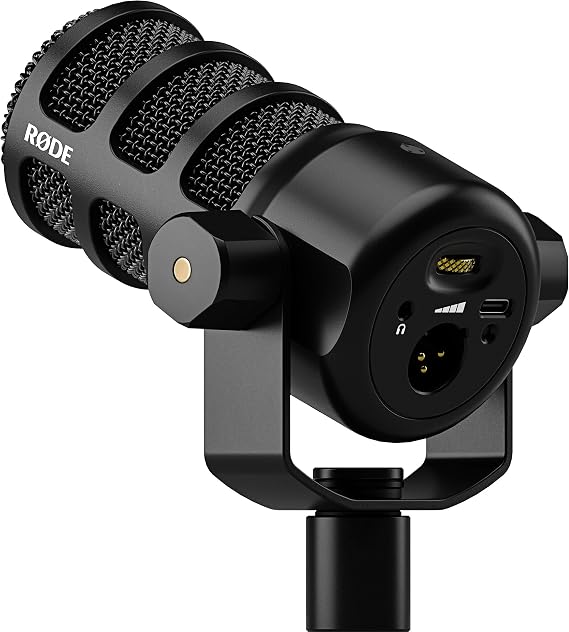 Rode PodMic USB Dynamic Broadcast Microphone Bundle with WS14 Black External Pop Filter XLR and USB-C, 24-Bit, Aphex DSP, Cardioid Studio Mic for Podcasting, Streaming, Voice Over, Broadcasting