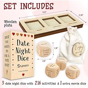 STOFINITY Date Night Dice Game for Adults - Food Decider Dice Games for Date Night Gifts Ideas, Christmas Couple Gifts for Him and Her, Dinner Decision Dice Funny Valentines Day Gifts for Boyfriend