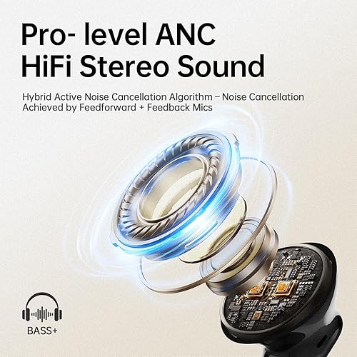 Miniatura 5 de Auriculares inalámbricos, Bluetooth 5.4 con micrófono con cancelación de ruido ENC, auriculares inalámbricos HiFi Stereo Deep Bass, auriculares