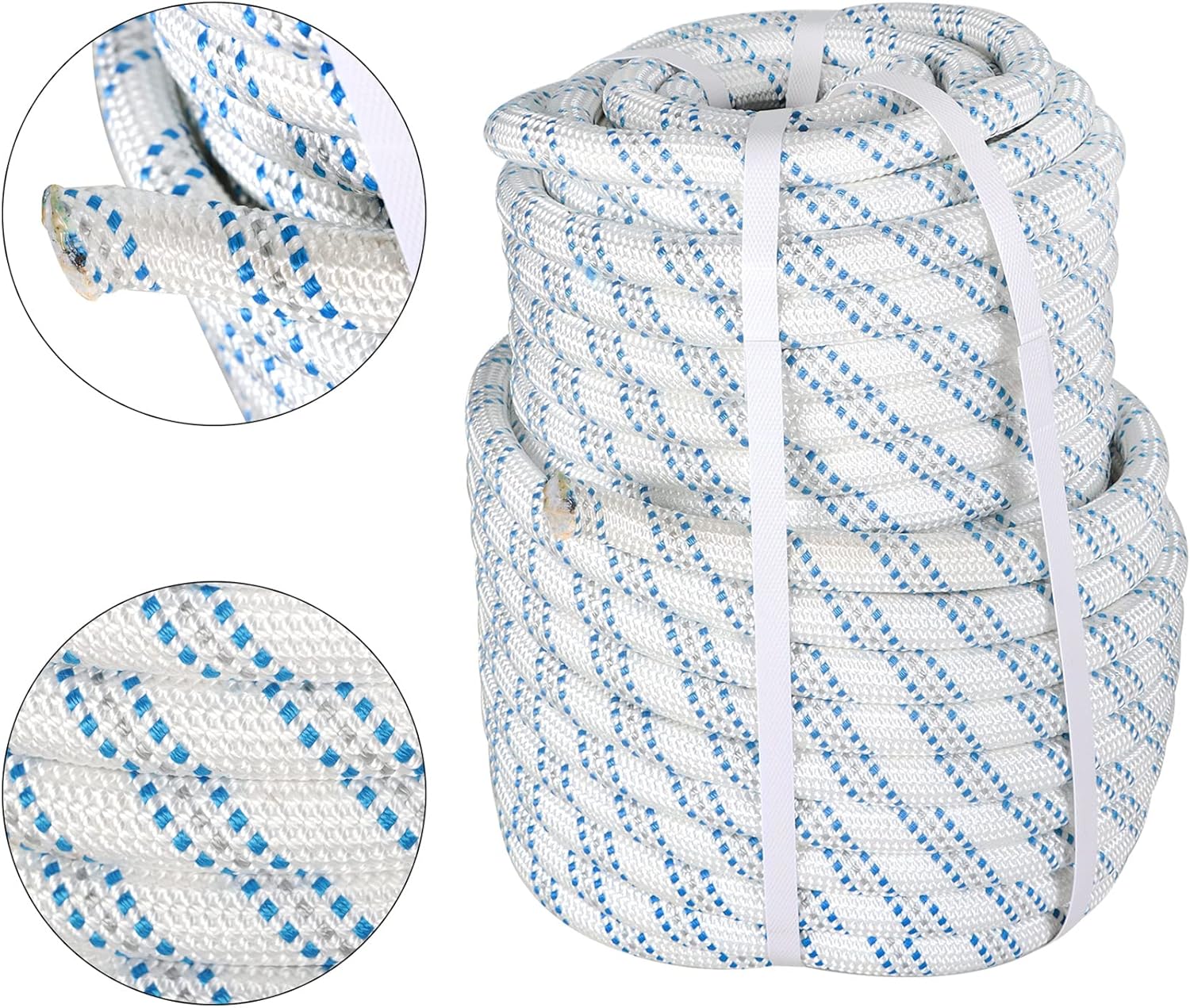 3/4In x 150FT Arborist Bull Rope Double Braid Polyester Rigging Hoisting Line High Strength Tree Rope for Rigging, Swing