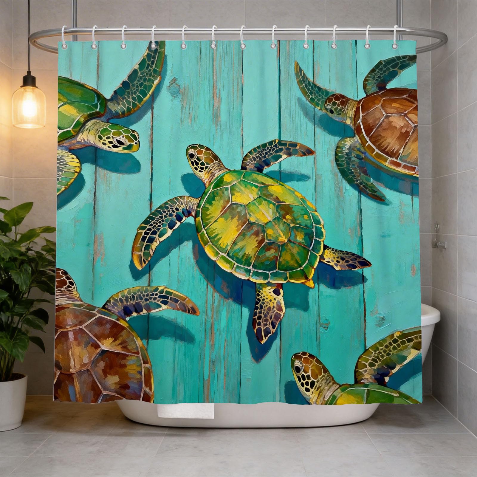 Hongduo 3D Sea Turtle Shower Curtain for Stalls Bathtubs Kids Bathroom Decor Shower Curtain Set Polyester Fabric Waterproof 180x200cm/71X79 Inch with Hooks