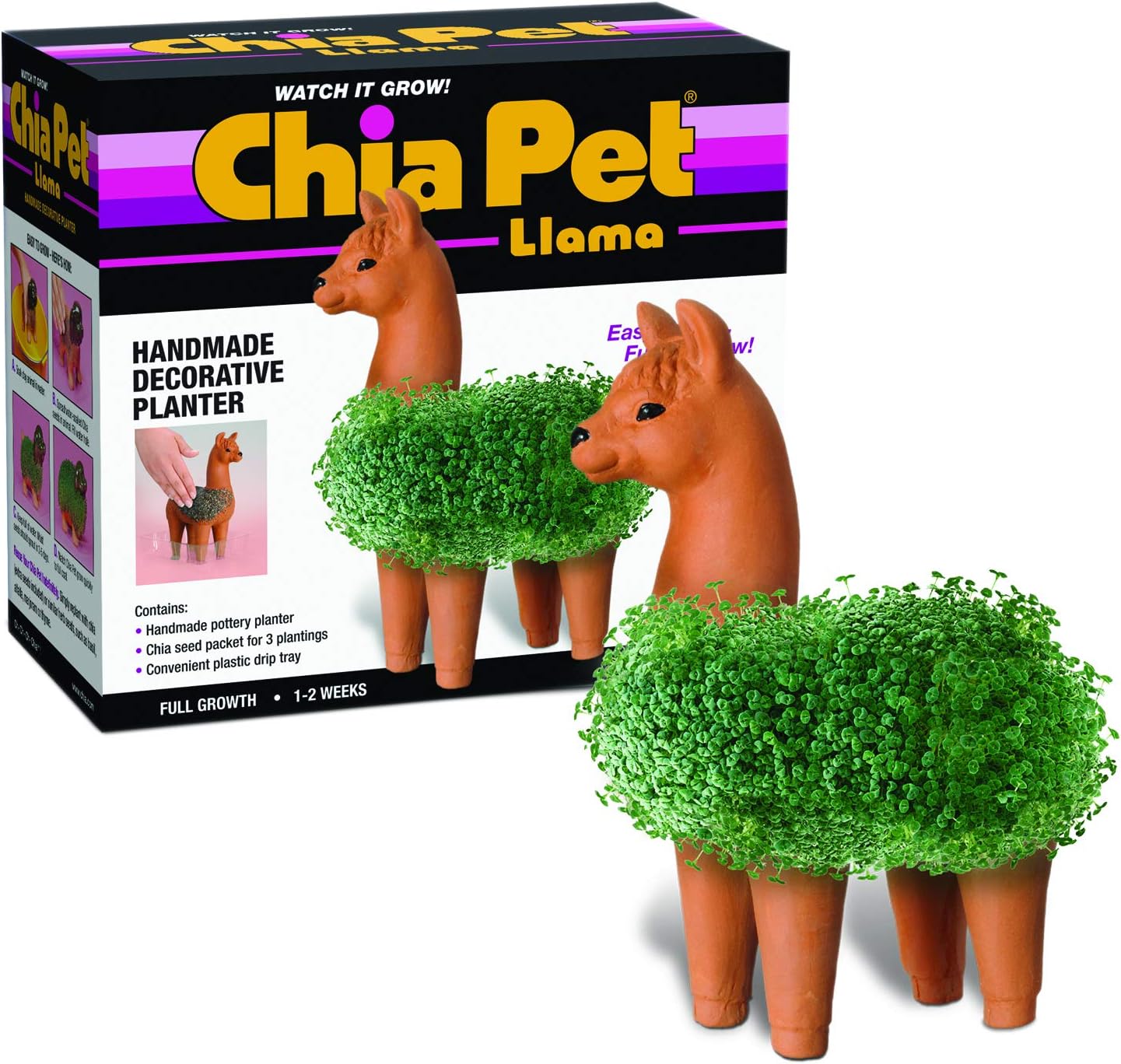 Chia Pet Llama with Seed Pack, Decorative Ceramic Planter, Easy to Do and Fun to Grow, Great Gift, Perfect for Any Occasion