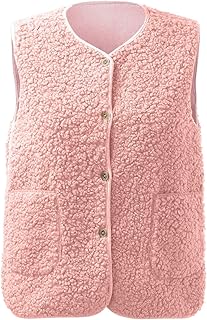 2025 - Chaleco casual para mujer, sin mangas, cuello en V, de felpa, cálido, informal, lindo, cálido, chaleco de invierno, sexy, para mujer
