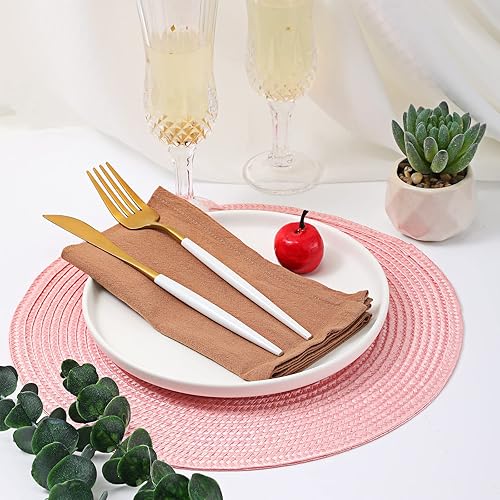 Miniatura 2 de Buryeah Manteles individuales redondos de 12 pulgadas, manteles individuales de Navidad trenzados, lavables, resistentes al calor, antideslizantes,