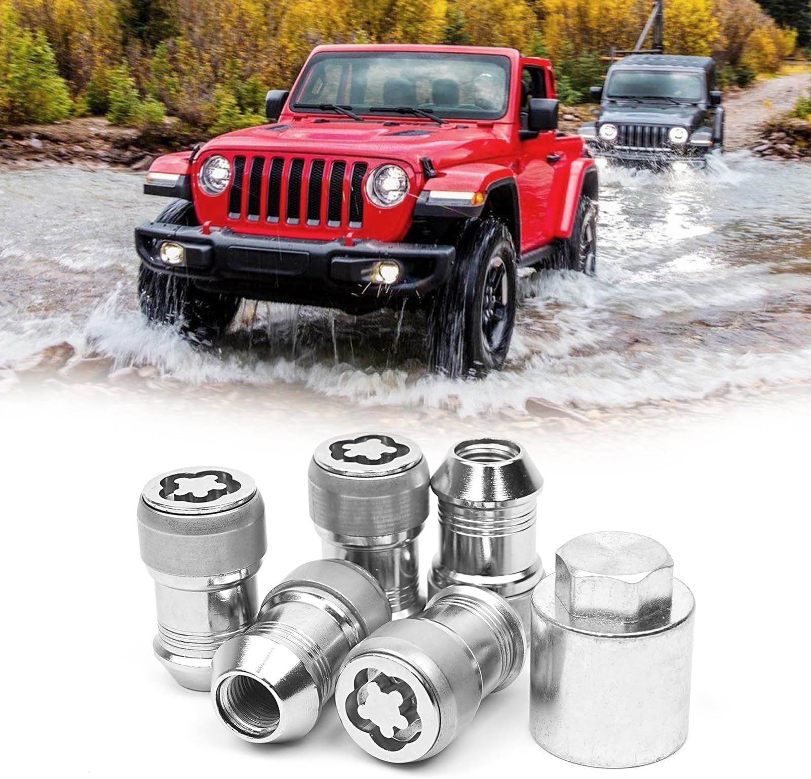 Wheel Locks | Locking Lug Nuts | M14*1.5 Wheel Locks Lug Nuts Fits Jeep Wrangler JL Gladiator 2018 2019 2020 2021 2022 2023 2024 | 82215711