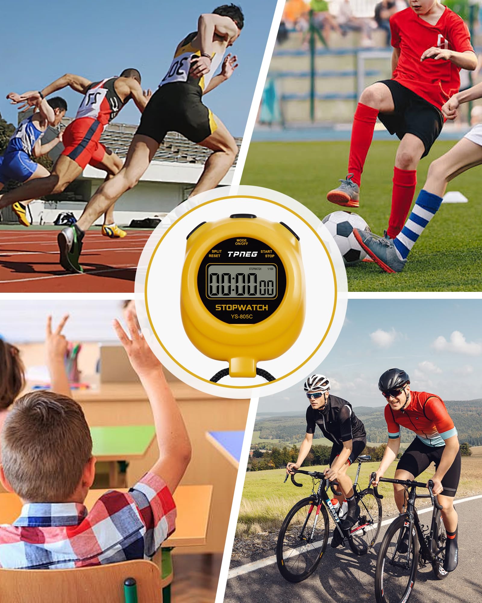 TPNEG Temporizador de cronómetro simple, fácil de usar, configurar, leer y transportar, pantalla grande, encendido/apagado, batería AAA, sin pitido por hora, ideal para niños, pista y campo, deportes,