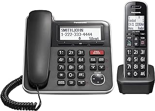 Panasonic Expandable Corded/Cordless Phone System with Answering Machine and One Touch Call Blocking – 1 Handset - KX-TGB850B (Black)