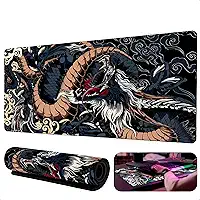 Mouse Pad Gamer Extra Grande 900x400mm Mousepad Gamer - Superfície Ultralisa, Base Antiderrapante, Bordas Costuradas, Design Dragão Azul Premium - Ideal para Gamers e Trabalho | Mousepad Grande