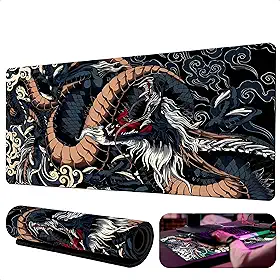 Mouse Pad Gamer Extra Grande 900x400mm Mousepad Gamer - Superfície Ultralisa, Base Antiderrapante, Bordas Costuradas, Design Dragão Azul Premium - Ideal para Gamers e Trabalho | Mousepad Grande
