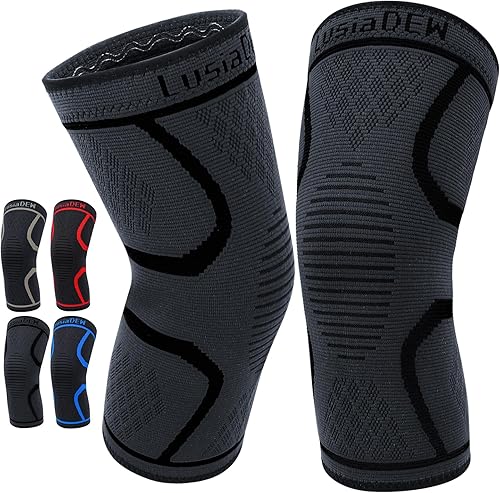 Paquete de 2 rodilleras para dolor de rodilla, manga de compresión de rodilla para hombres y mujeres, soporte de rodilla para correr, baloncesto,